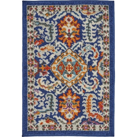 Palacedesigns 2 x 3 ft. Blue & Gold Intricate Scatter Area Rug PA3670685